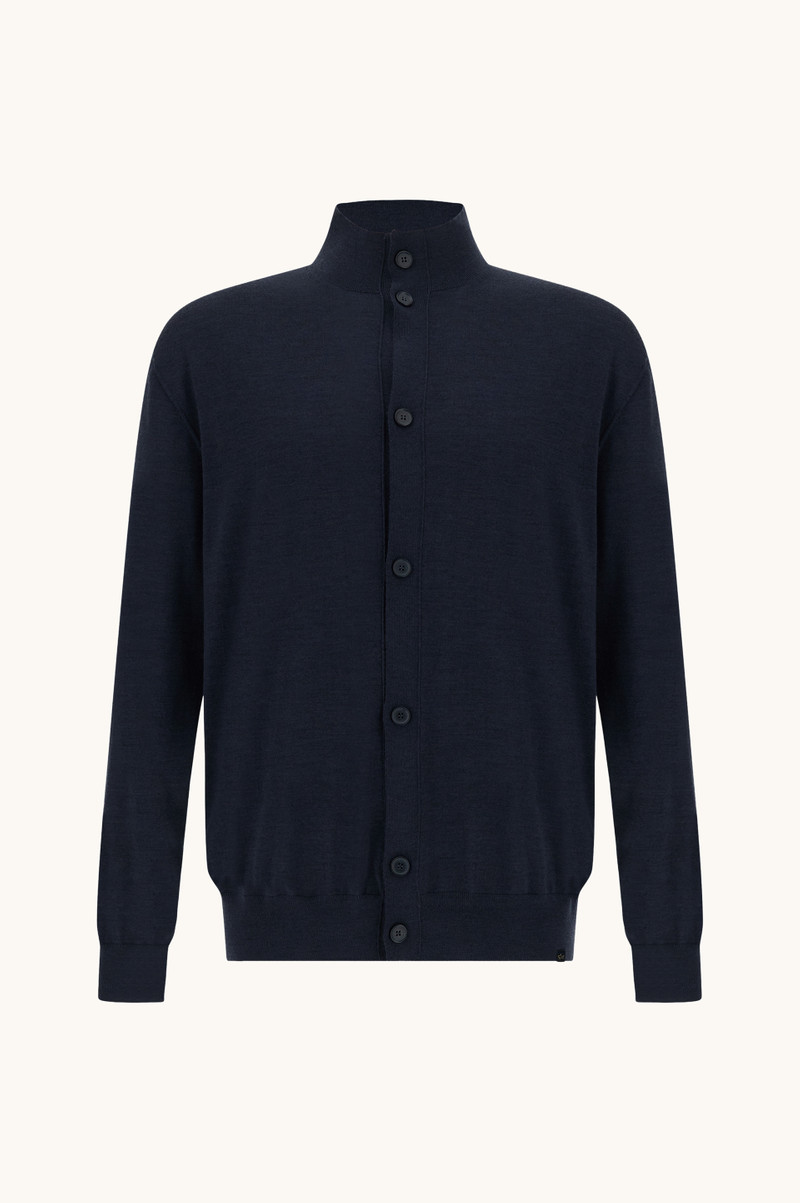 CARDIGAN IN 140'S SUPERFINE MERINO WOOL - 1