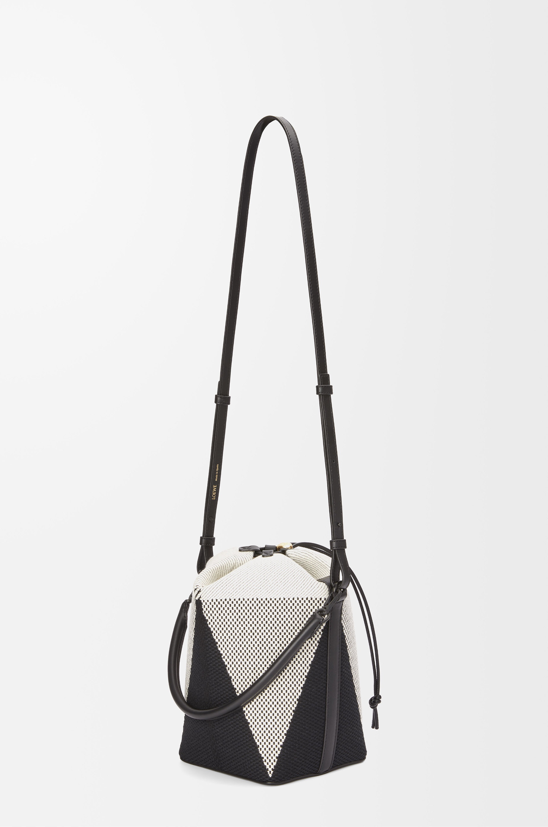 Treasure Bako bucket in canvas jacquard and calfskin - 4