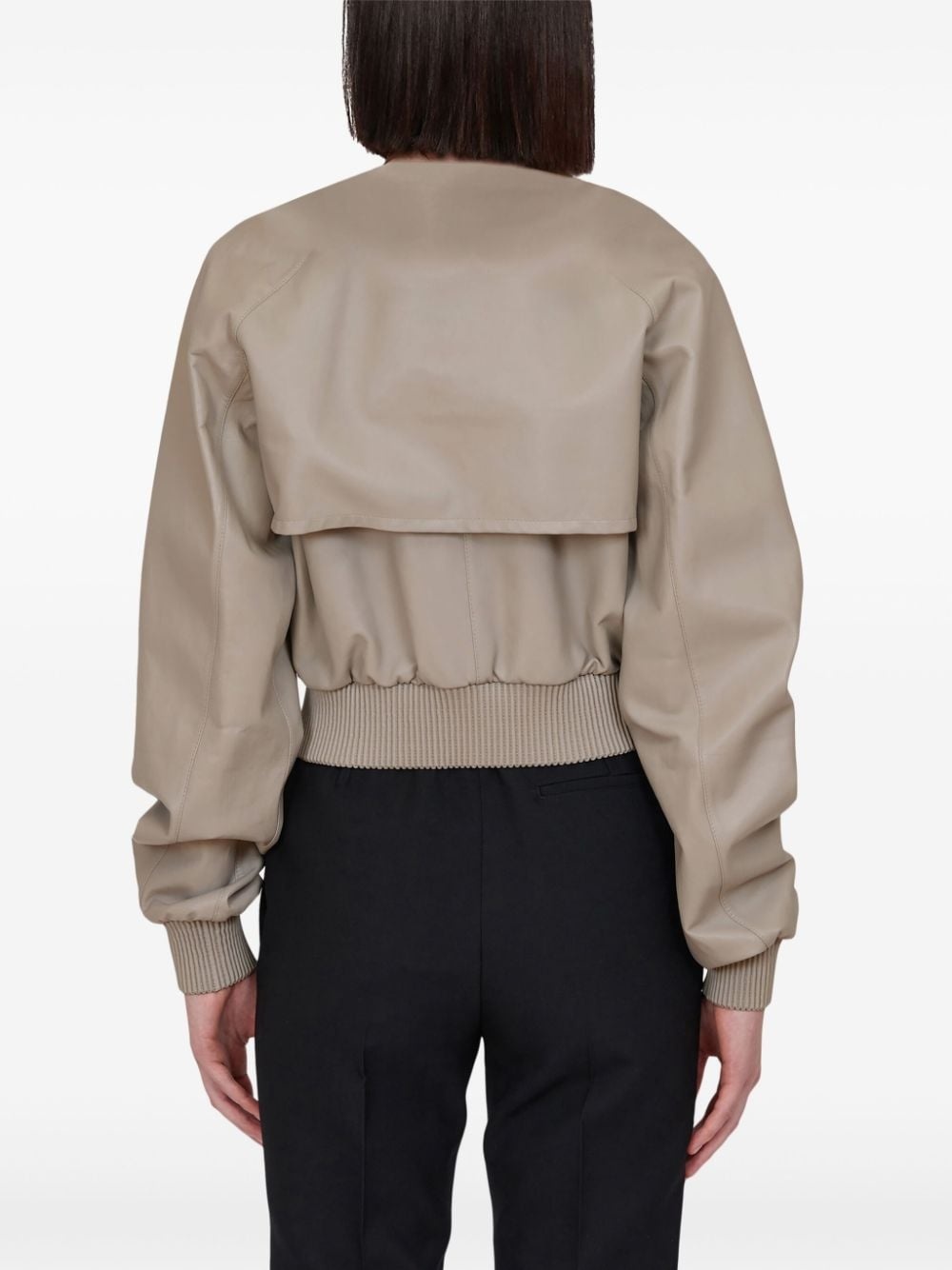 cropped nappa bomber jacket - 3