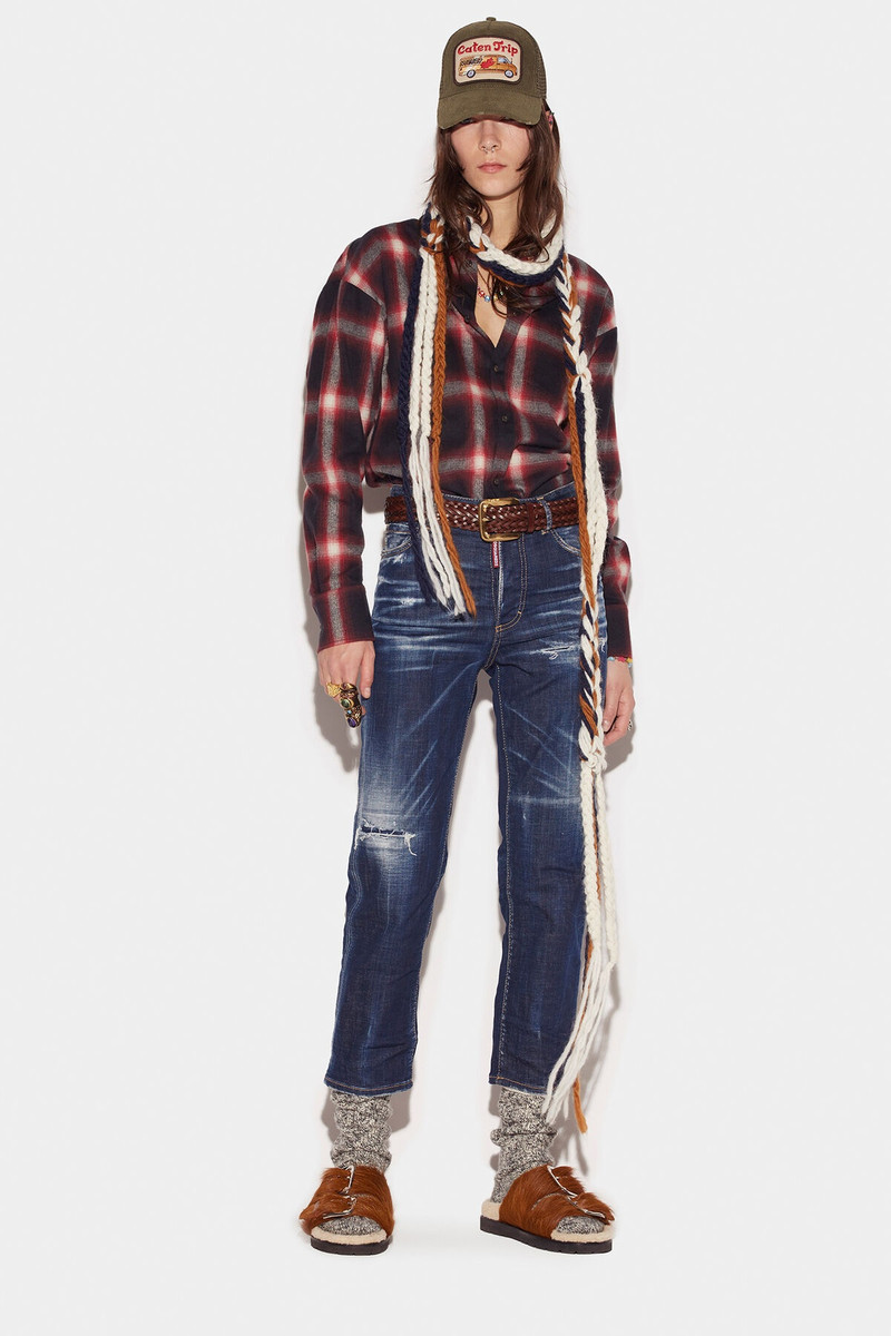 DARK CRINKLE DAISY WASH BOSTON JEANS 1