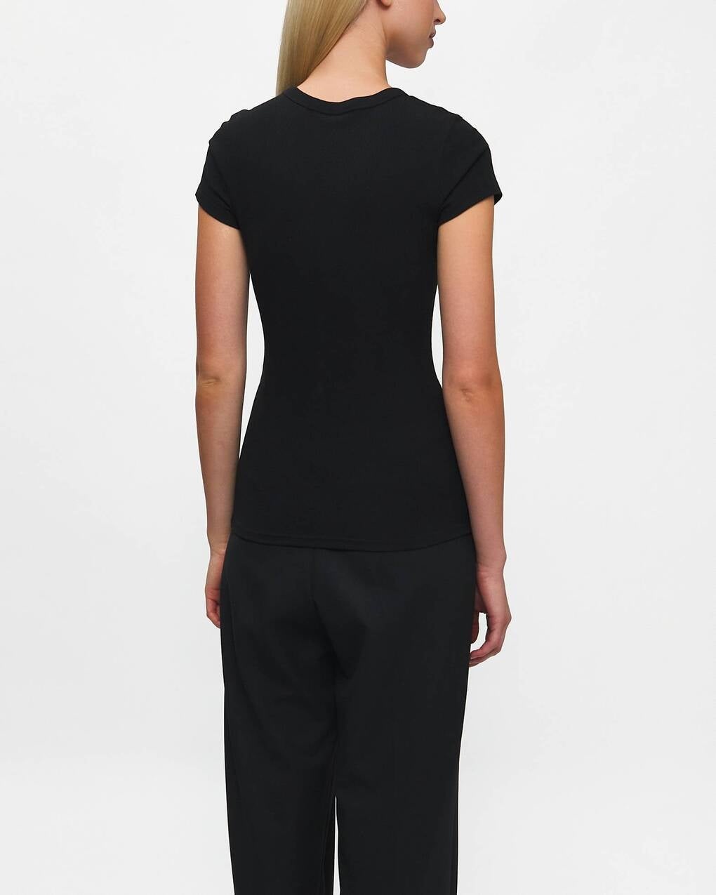 T-Shirt Fine Rib Black - 4