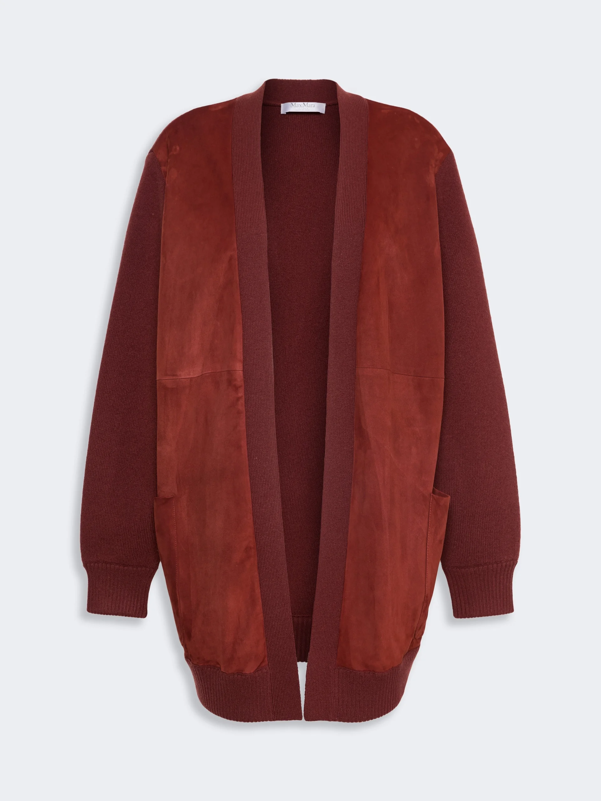 OLIVETO Wool and cashmere cardigan - BROWN BORDEAUX - 1