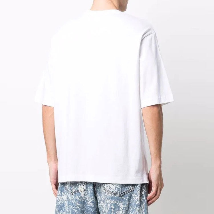 Men's Off-White FW21 Logo Round Neck Short Sleeve Loose Fit White T-Shirt OMAA119F21JER0040110 - 3