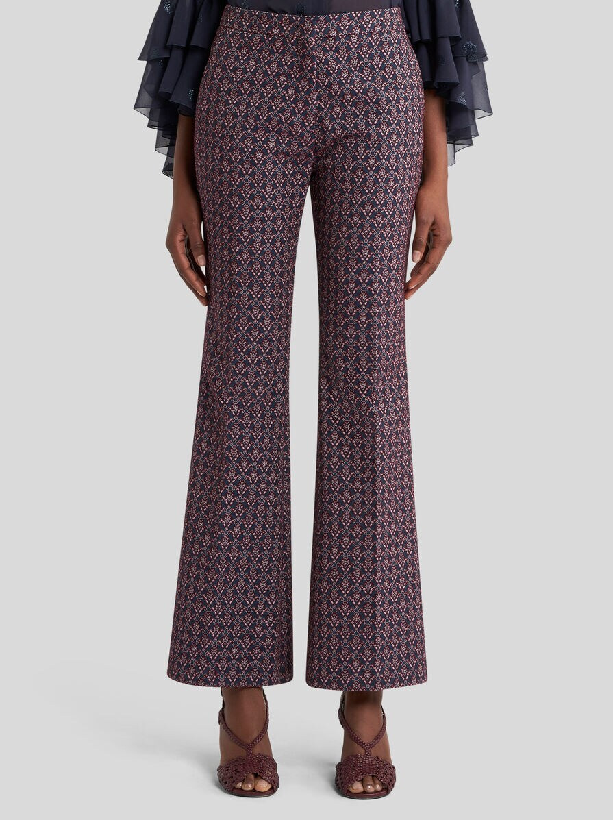 FLARED COTTON-BLEND JACQUARD TROUSERS - 2