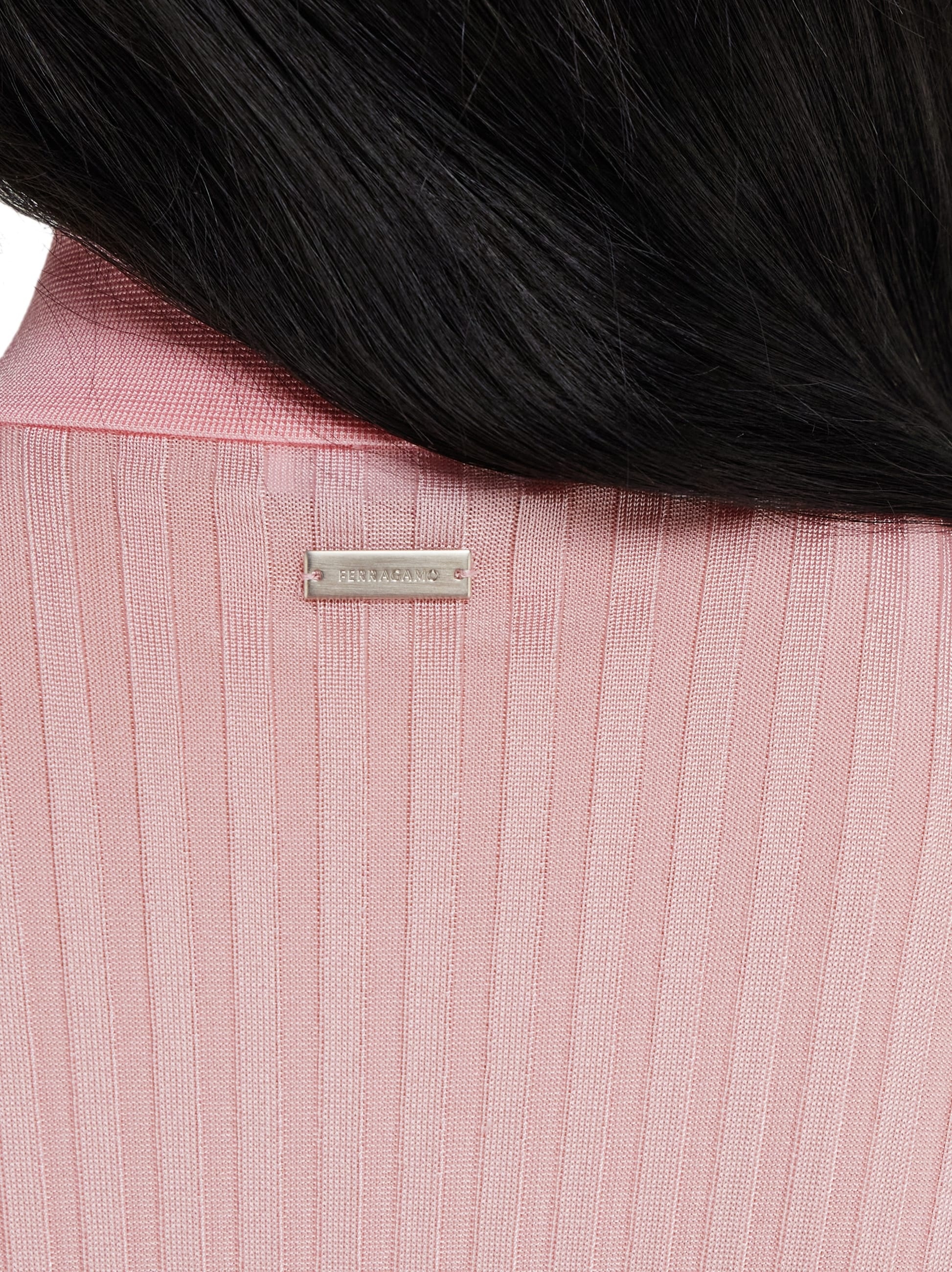 Long sleeved ribbed knit polo top - 6
