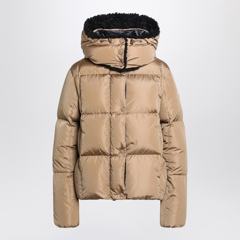 Moncler Beige Hooded Puffer Jacket Women - 1