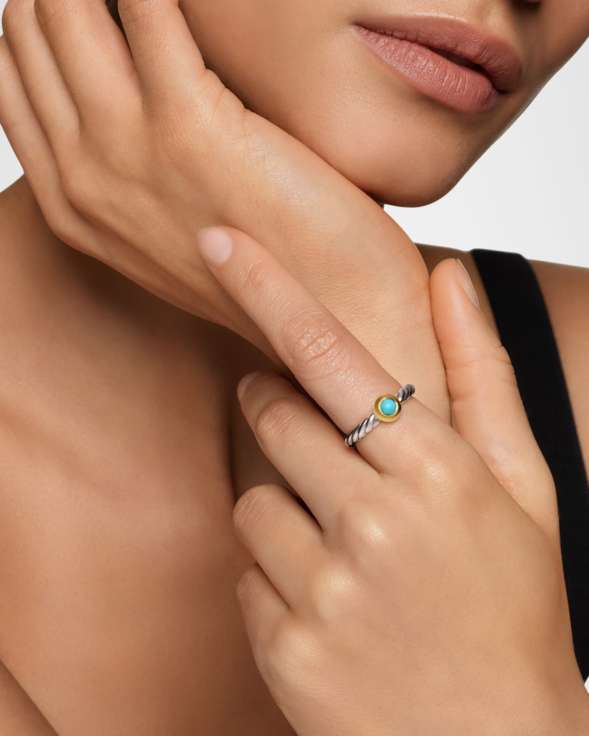 Cable Flex Ring with Gemstone in Silver and 14K Gold, 2.8mm - 2