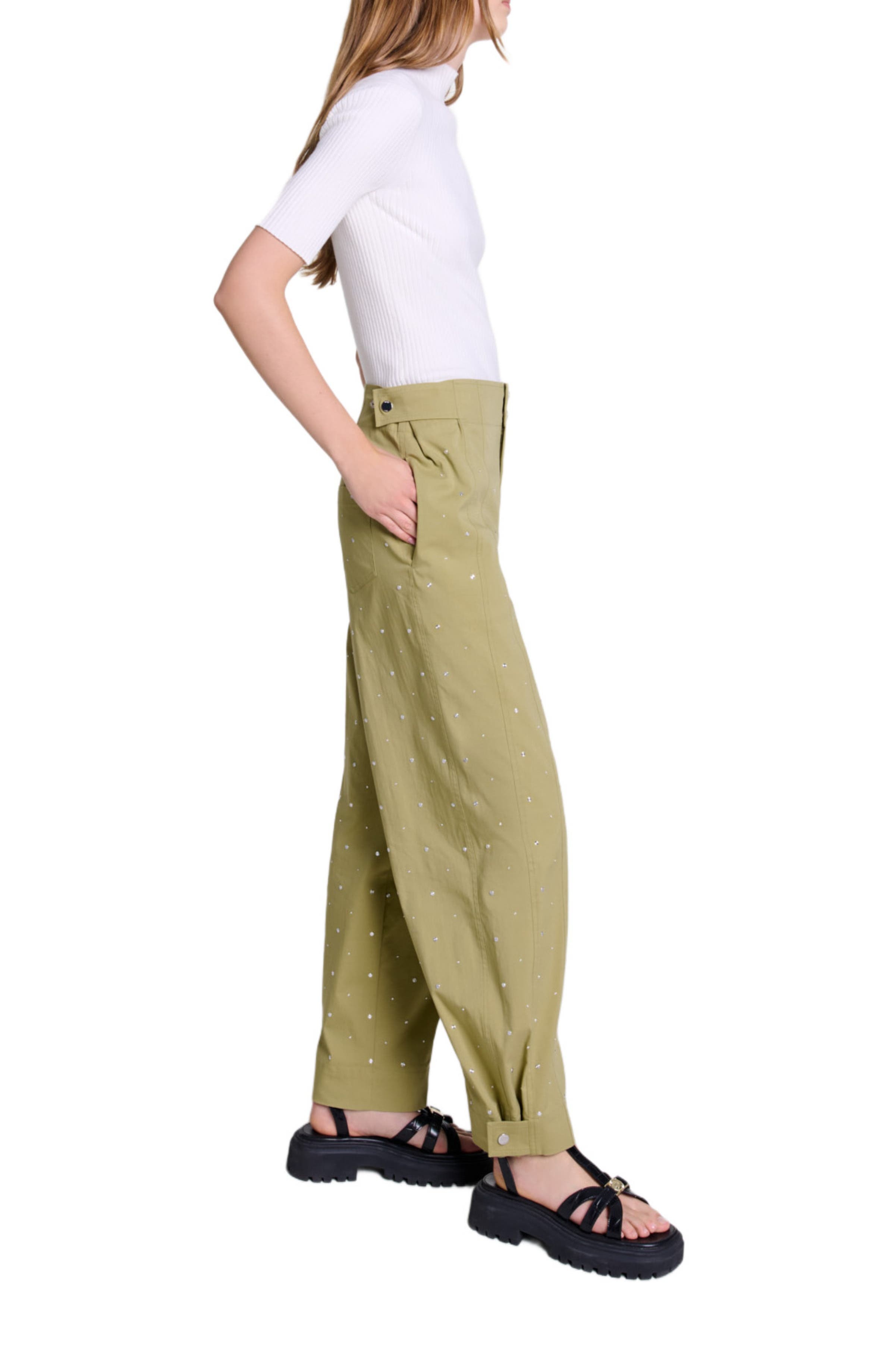 maje Cotton and silk ribbed top in Ecru at Nordstrom - 3