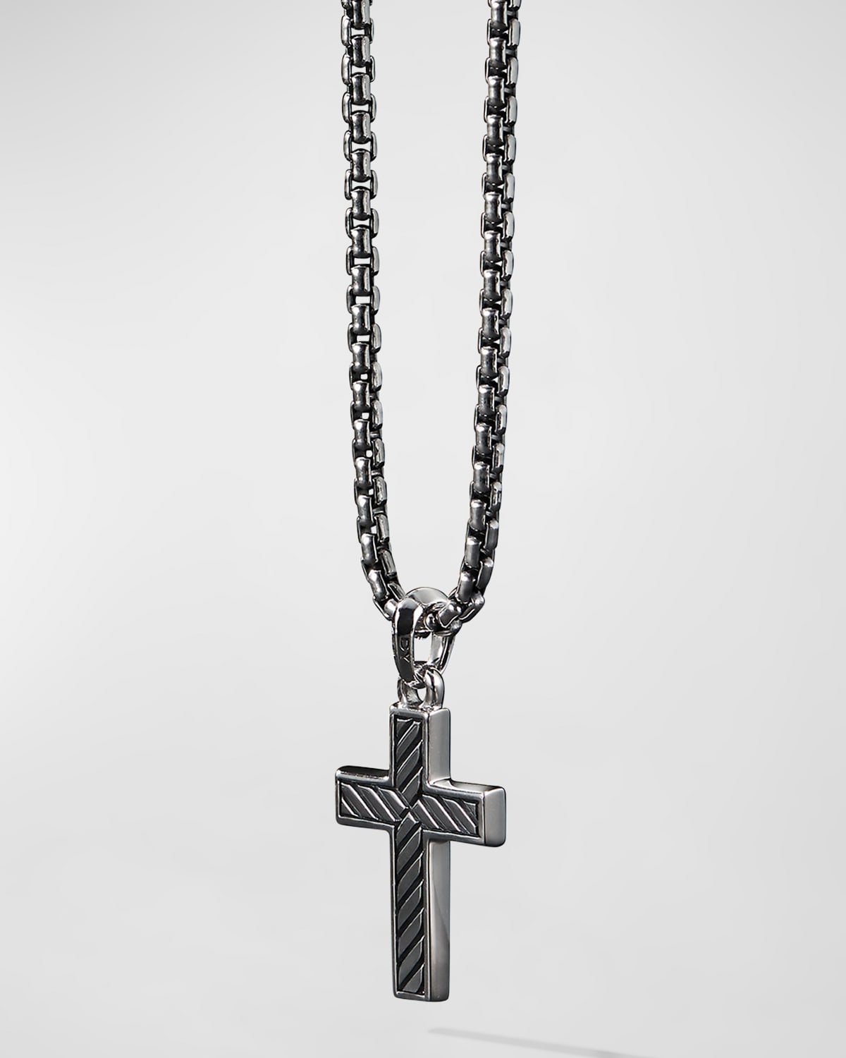 Men's Exotic Stone Cross Pendant with Gemstone in Silver, 26mm - 3