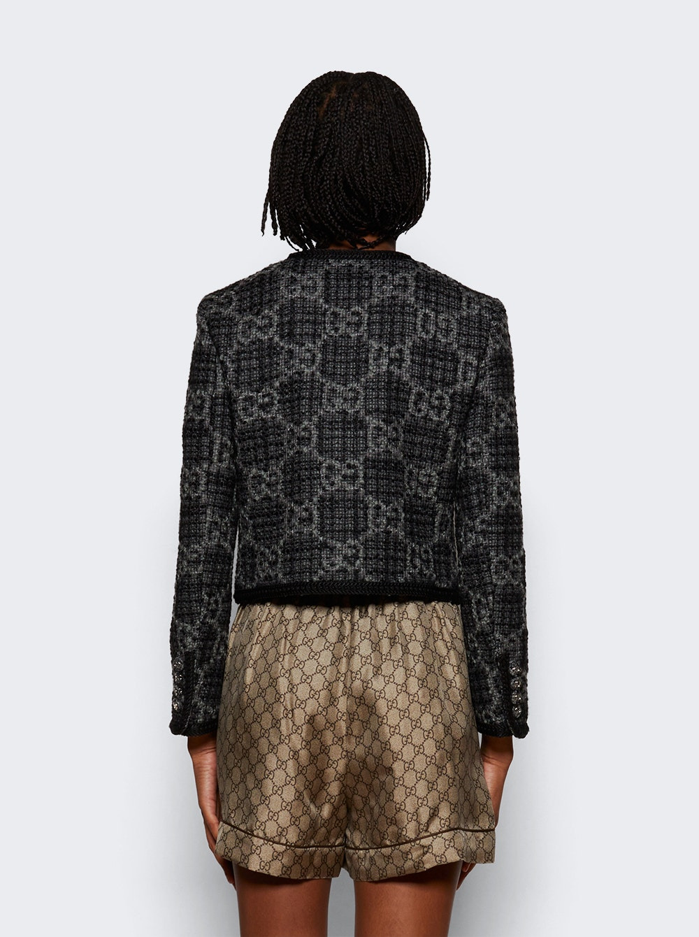 Gg Tweed Jacket Dark Grey - 5