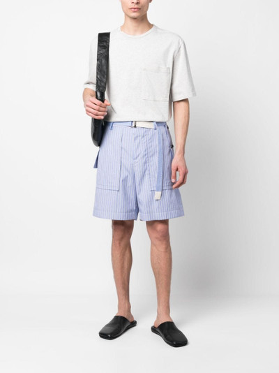 sacai striped belted shorts outlook