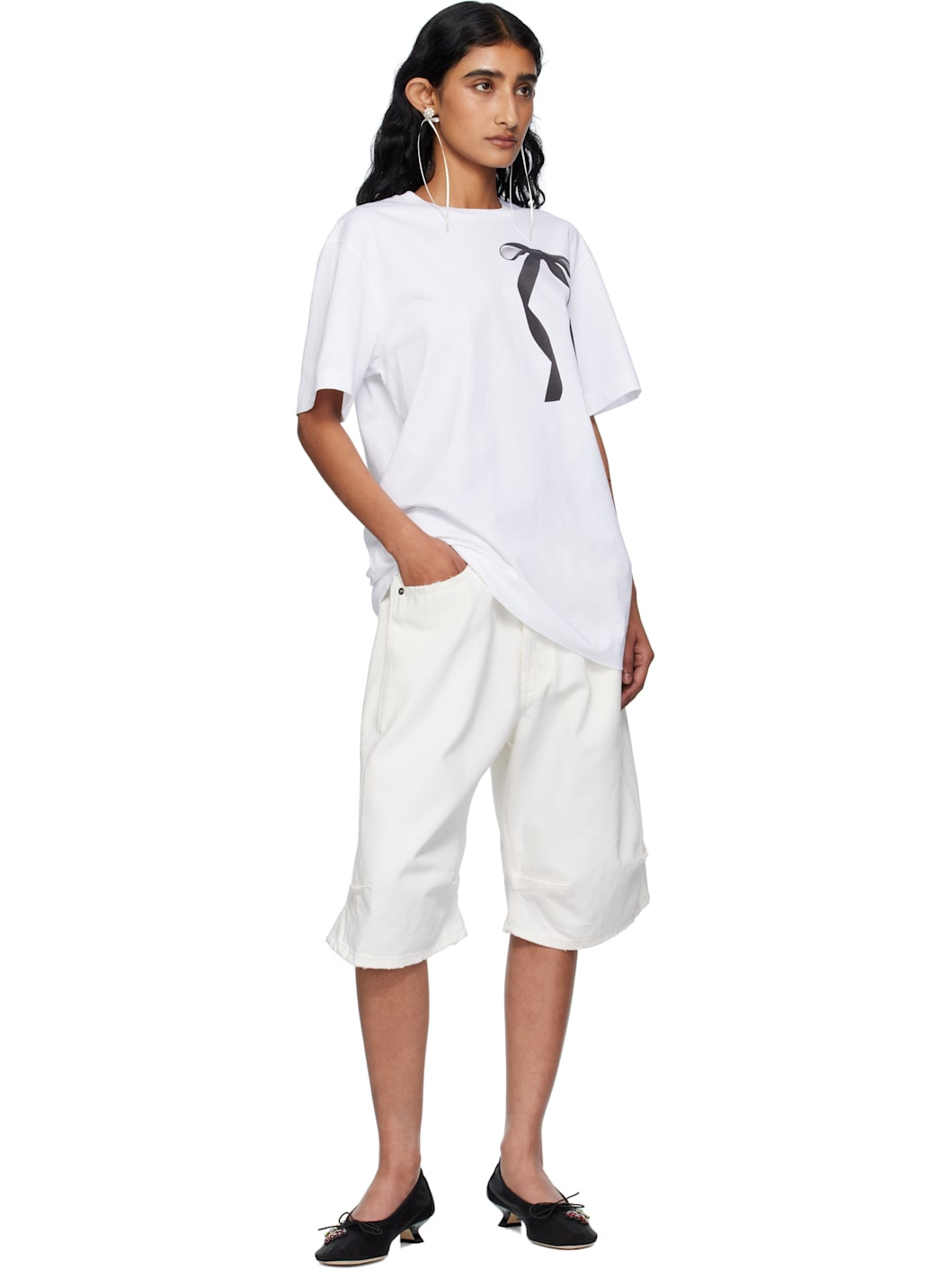 White Ribbon Bow Tail T-shirt - 4