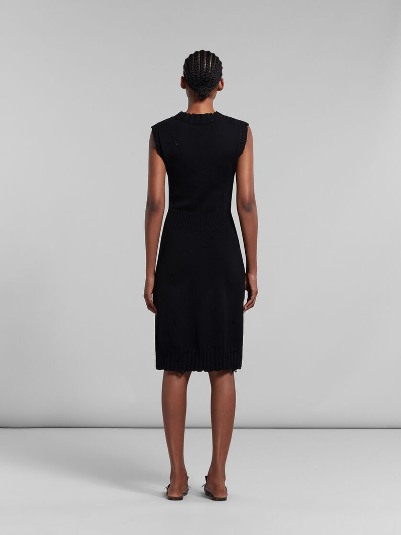 BLACK DISHEVELLED COTTON KNITTED DRESS 3