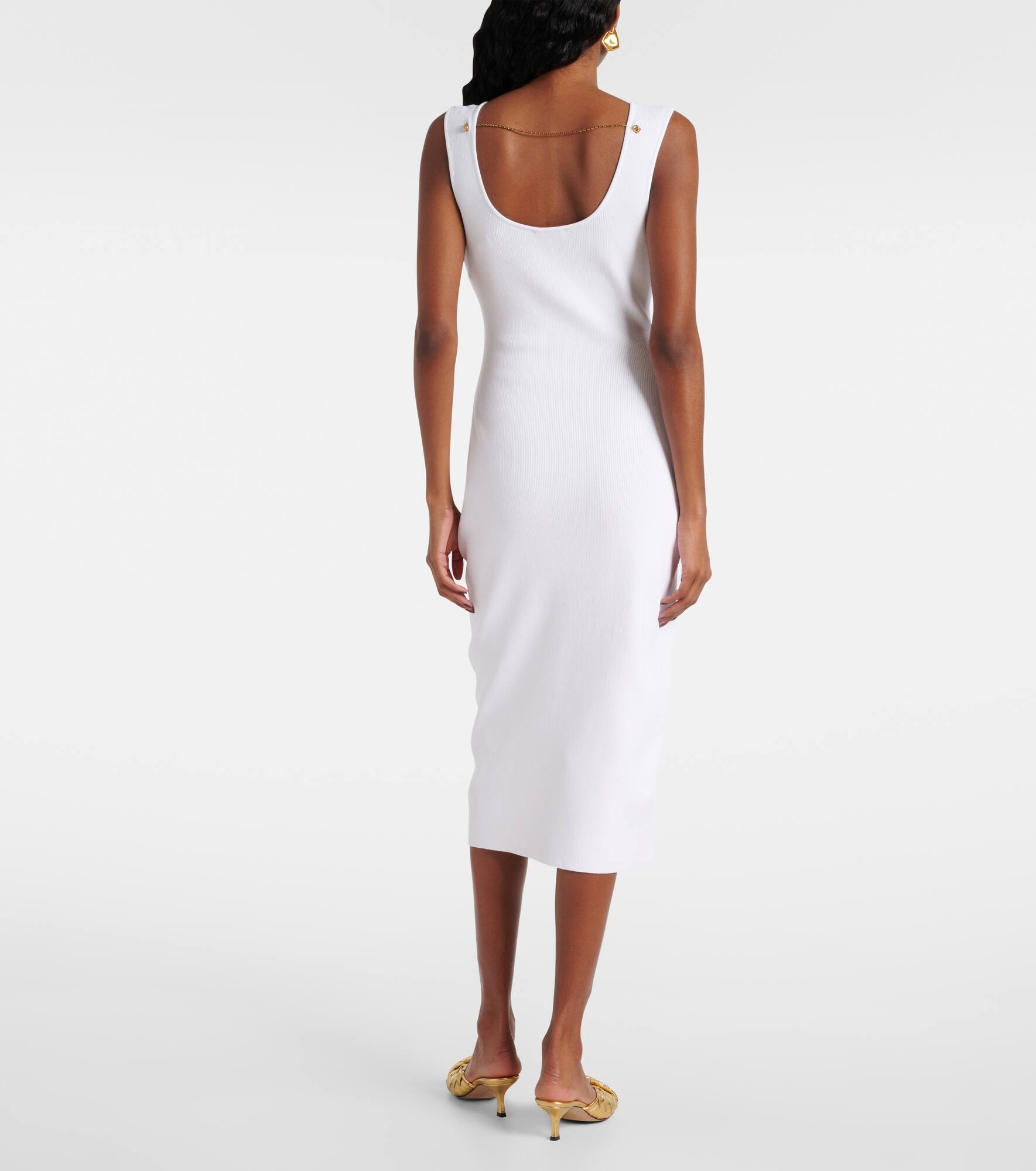 Chain-detail ribbed-knit midi dress - 3