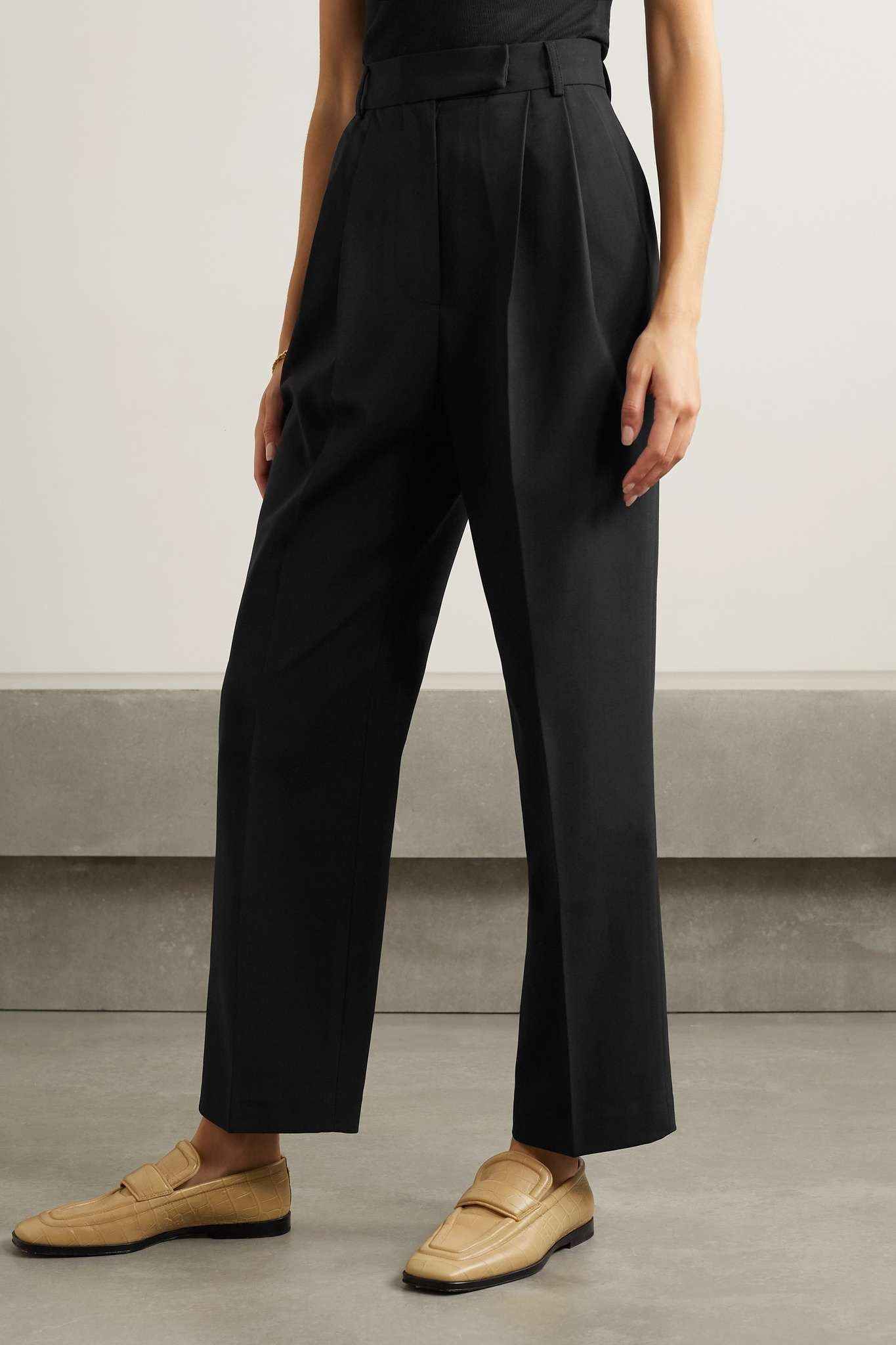 Bea pleated crepe straight-leg pants - 3