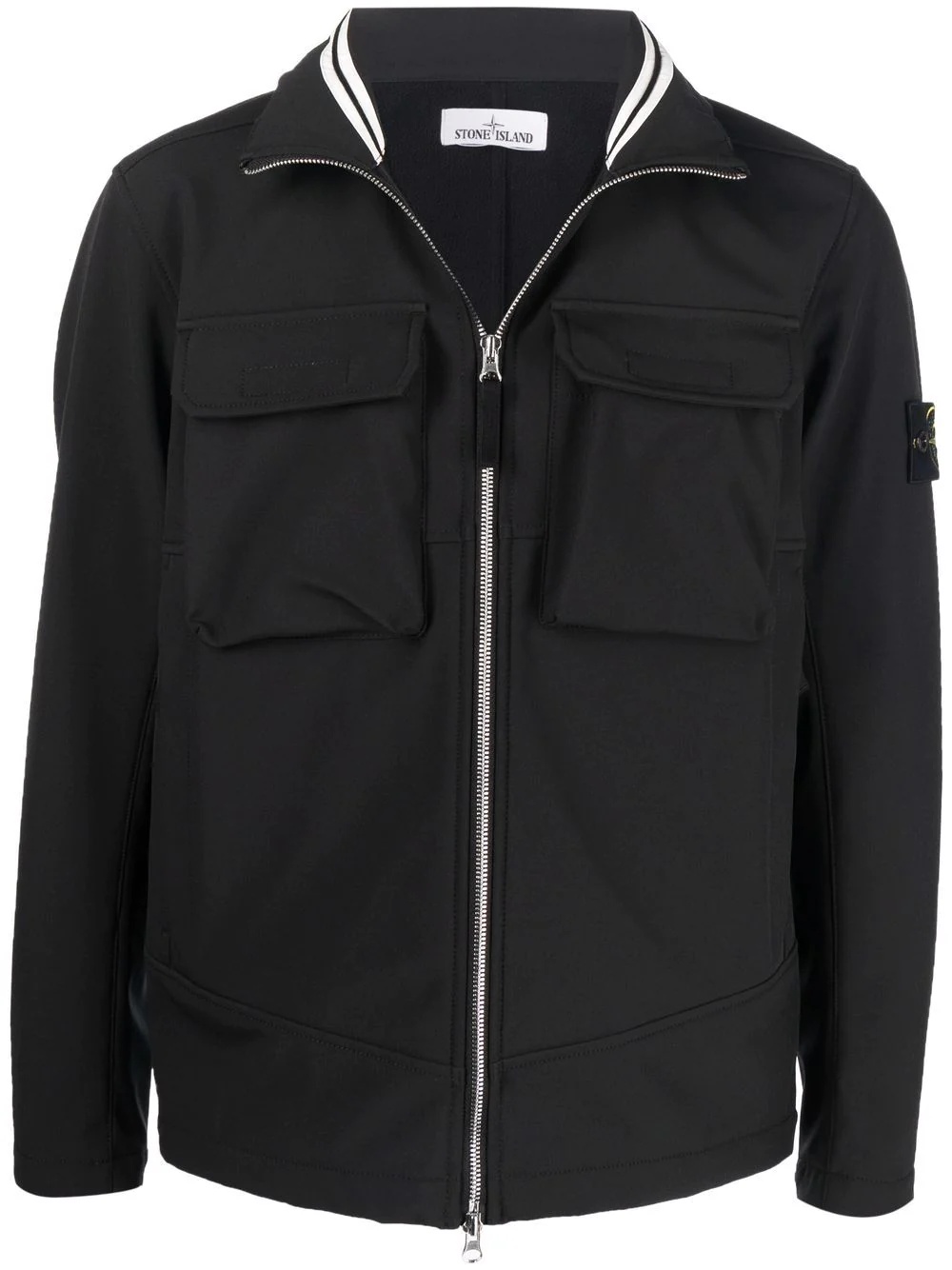 Compass patch zip-up shirt jacket - 1