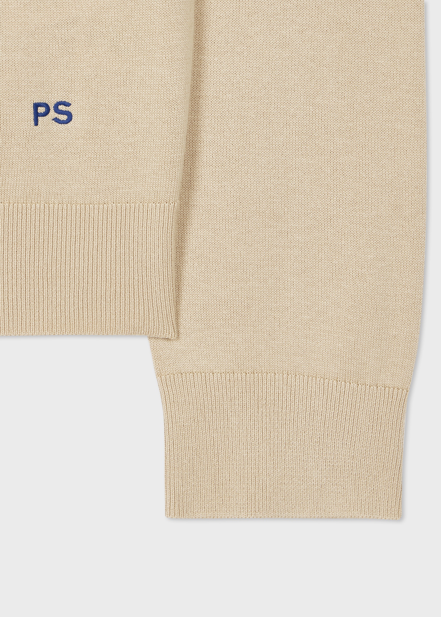 Light Stone Half Zip Knit Organic Cotton Sweater - 2