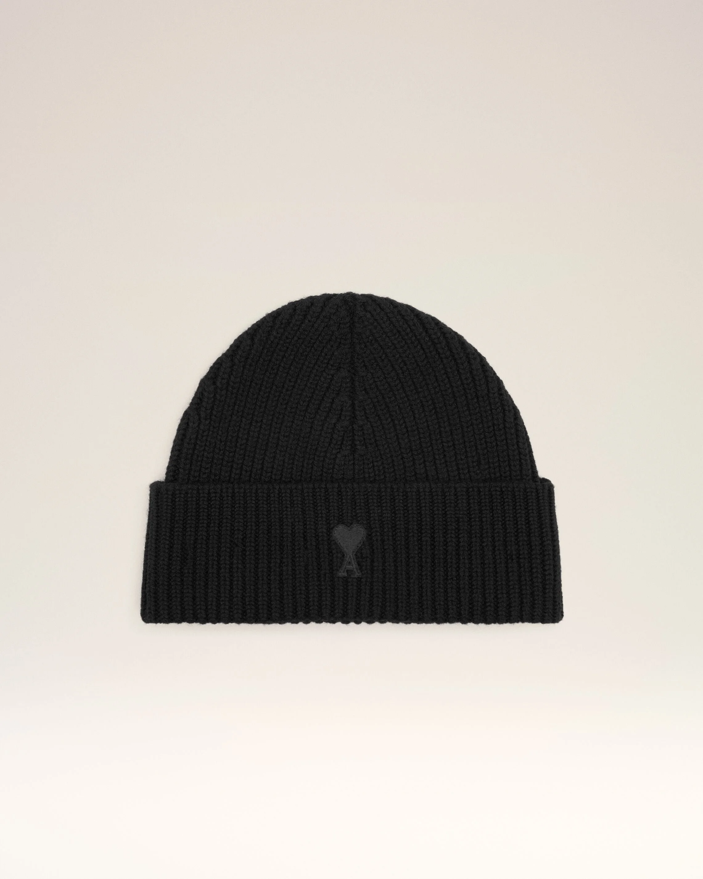 BLACK WOOL AMI DE COEUR BEANIE - 1