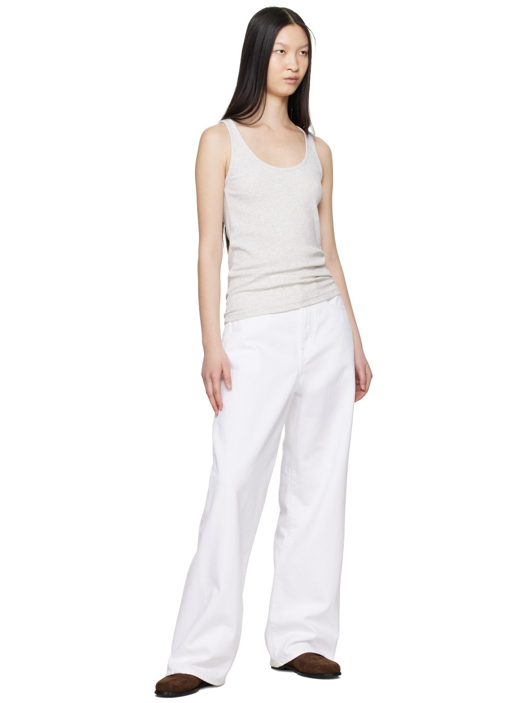 White Low-Waist Wide-Leg Jeans - 4