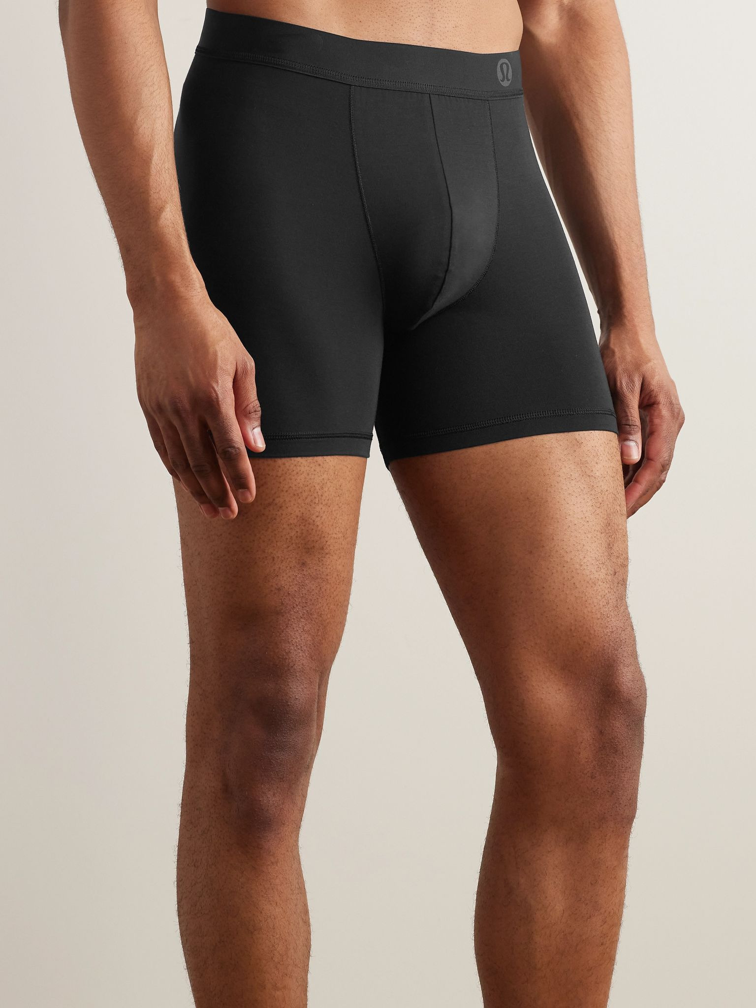 Always in Motion Three-Pack Stretch-Modal Jersey Boxer Briefs Black - 2