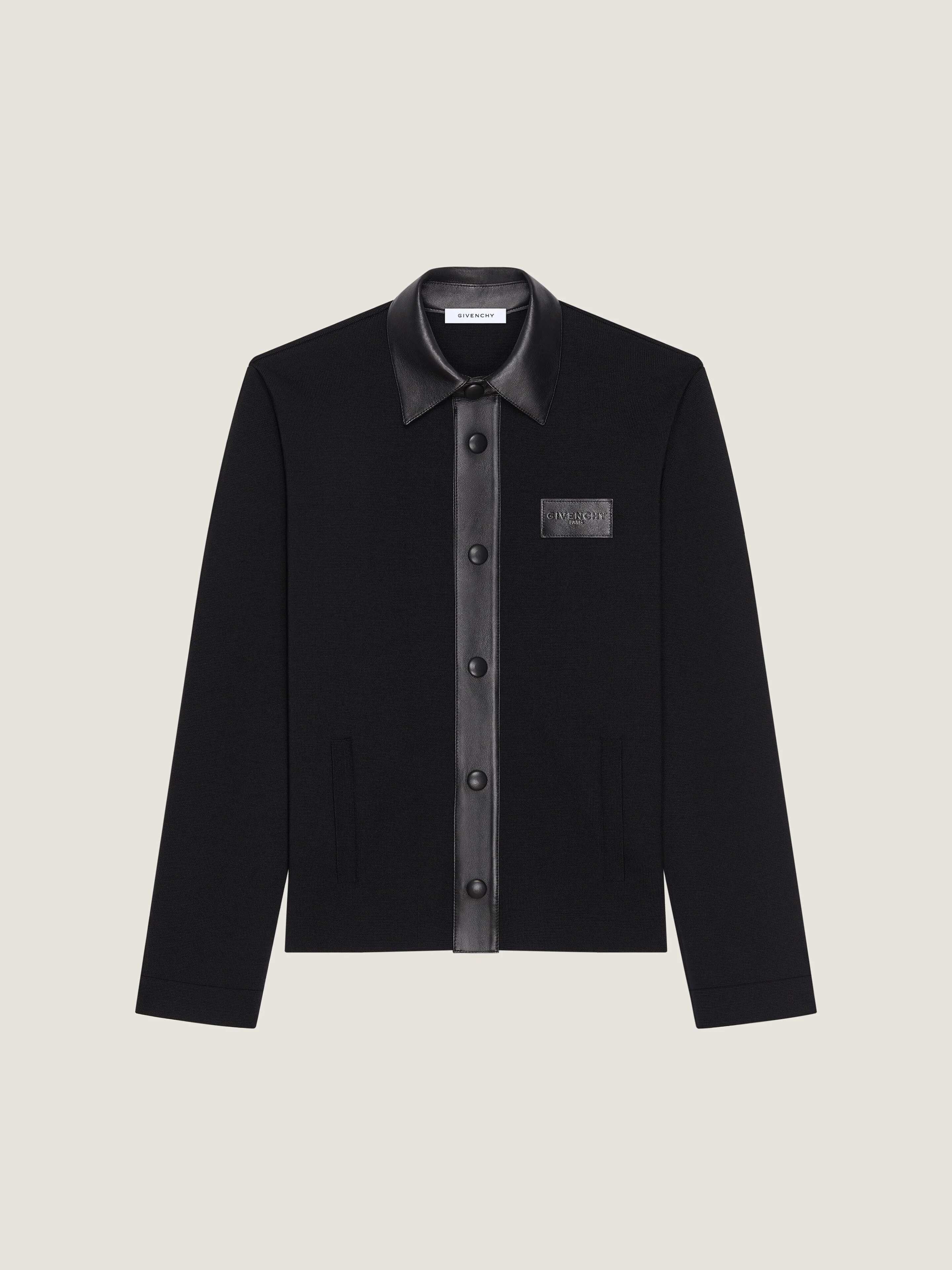 CARDIGAN IN WOOL WITH LEATHER DETAILS - 1