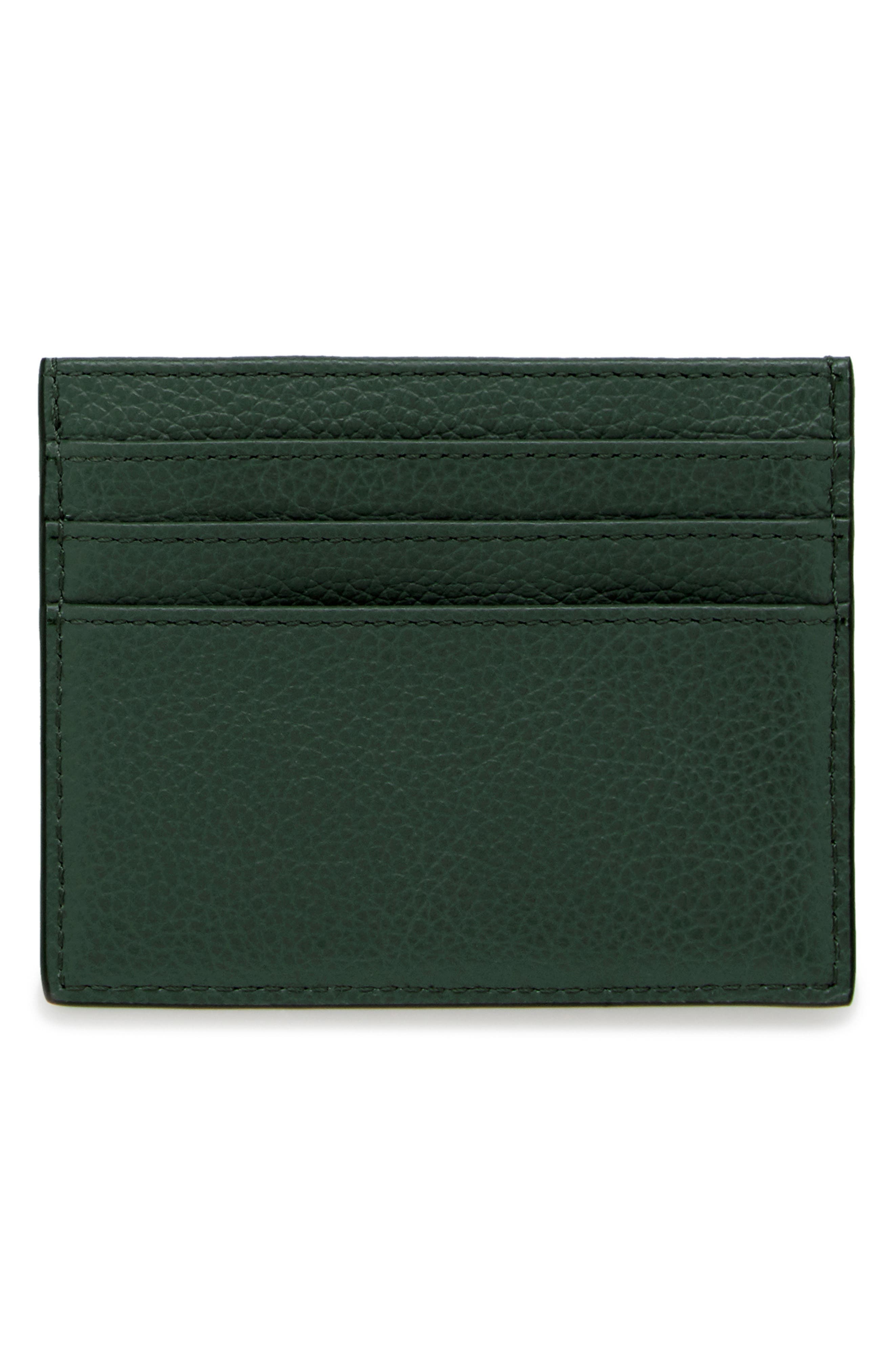 Zipped Leather Card Case in  Green - 2