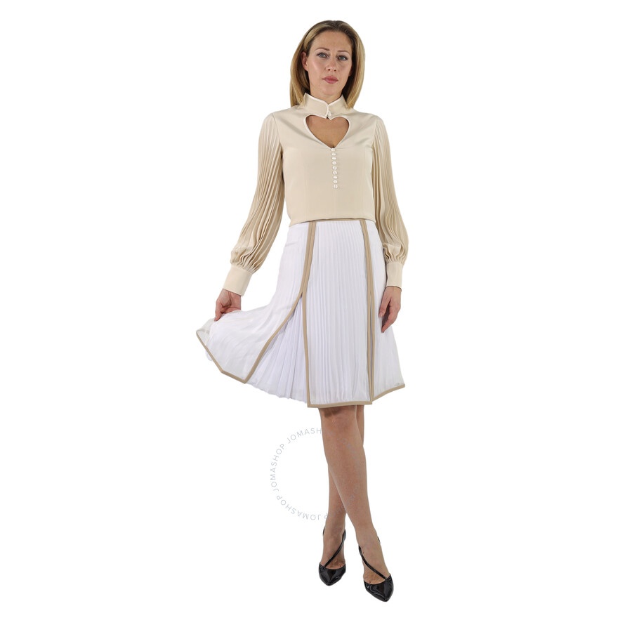 Burberry Ladies Silk Pleated Skirt In Magnolia - 6