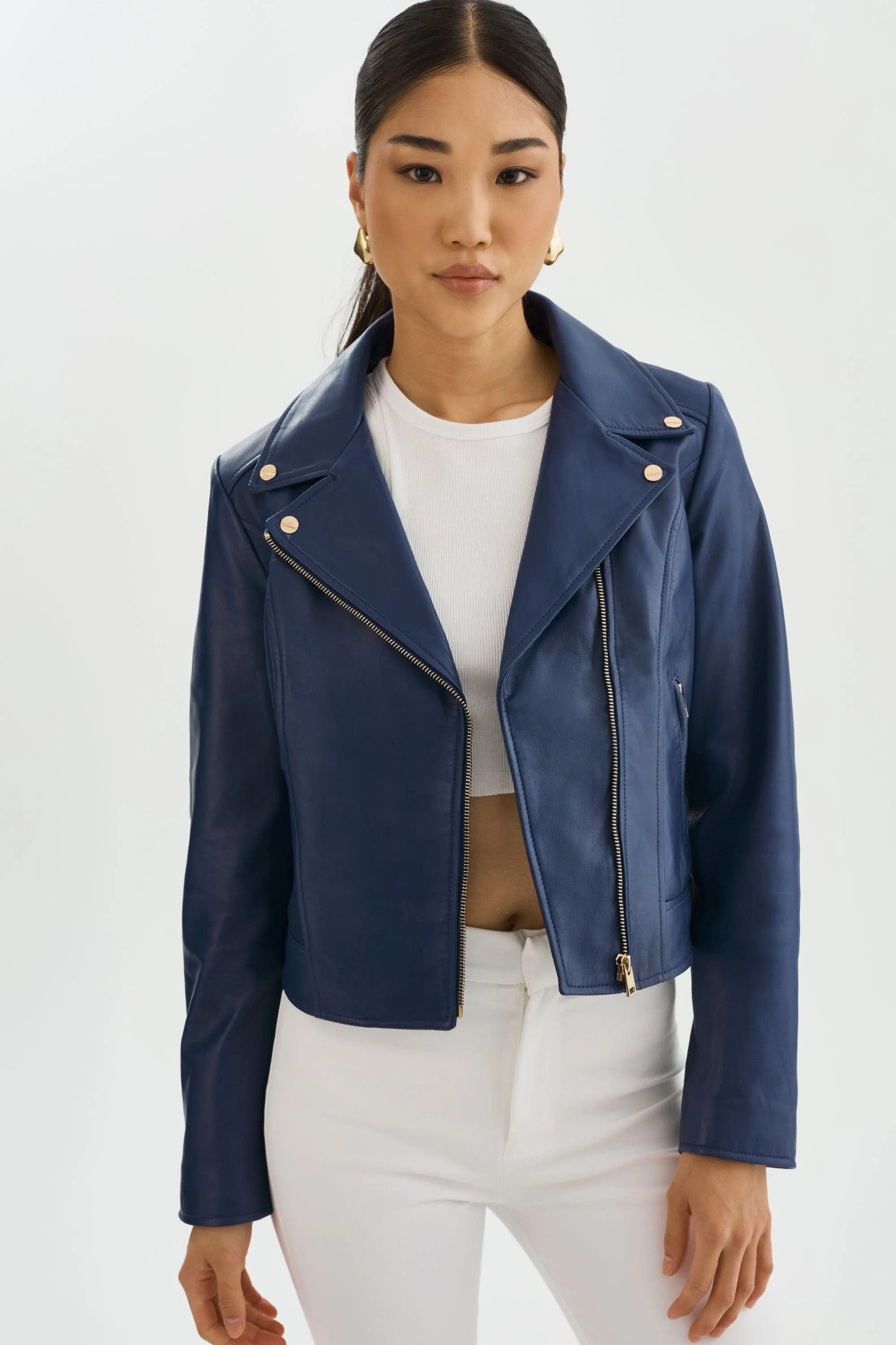 KELSEY GOLD | Leather Biker Jacket - 1