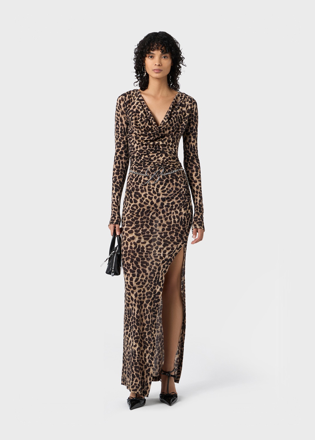 ANIMALIER PRINT LONG DRESS WITH VENT - 1