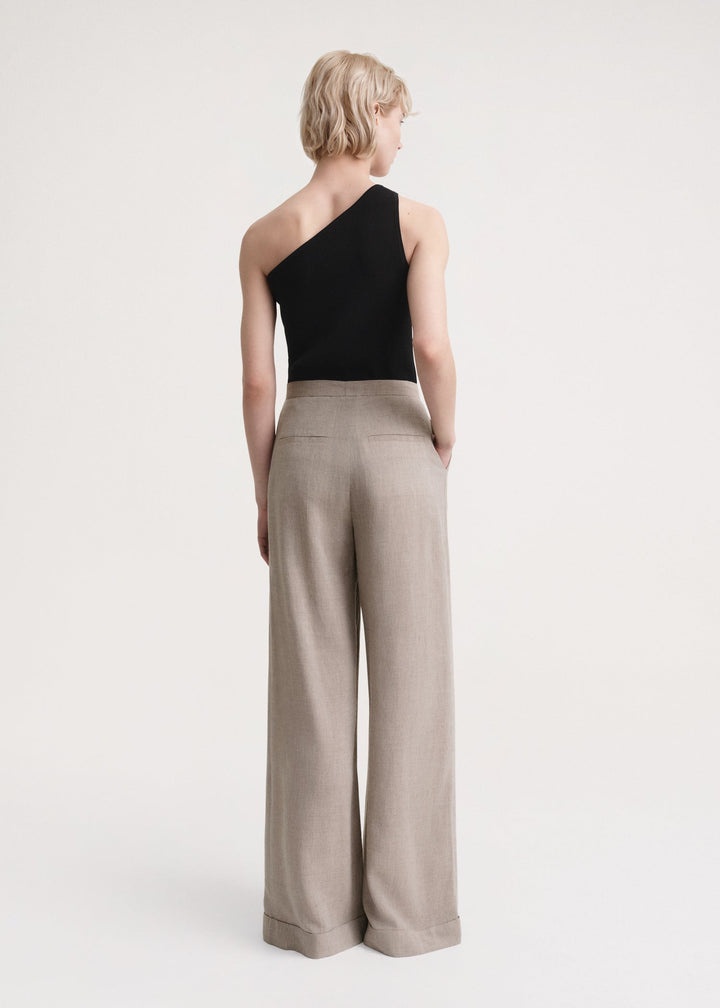 Wide fluid trousers light brown mélange - 4