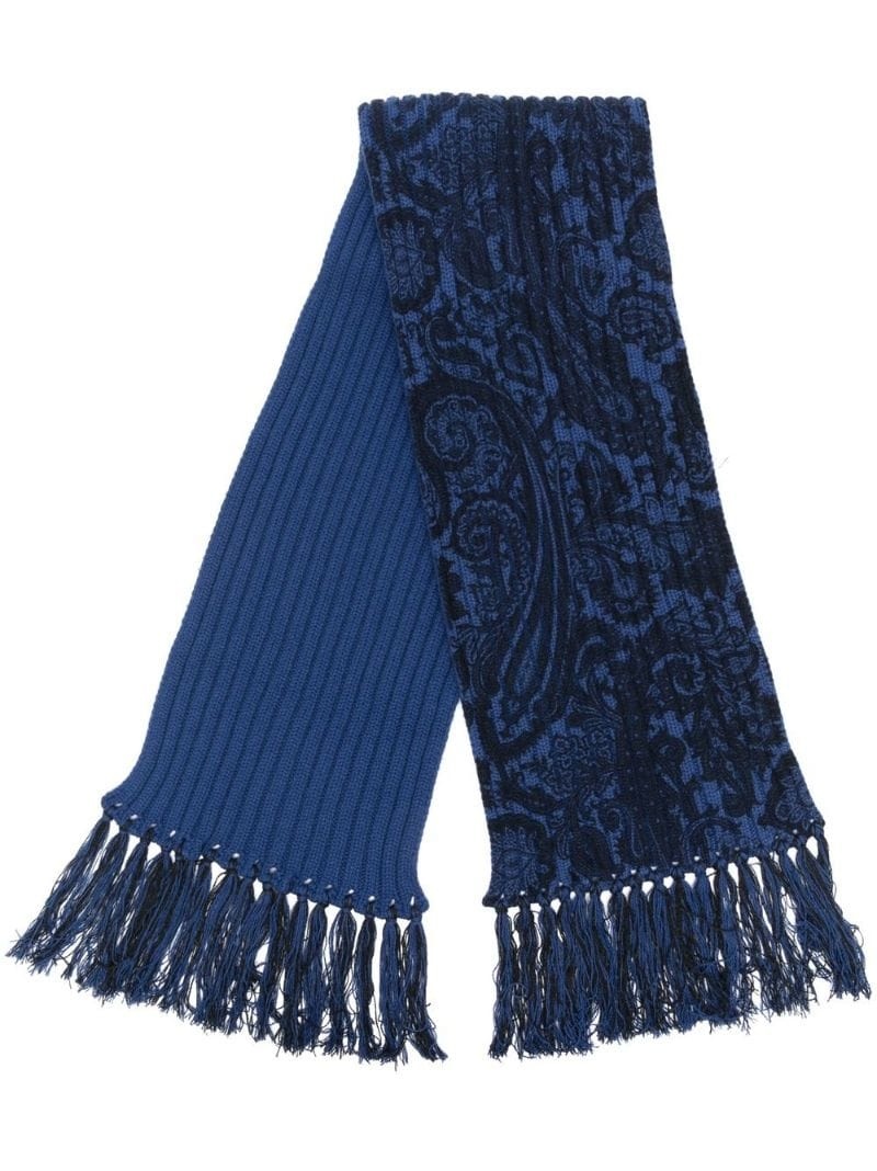 graphic-print frayed scarf - 1