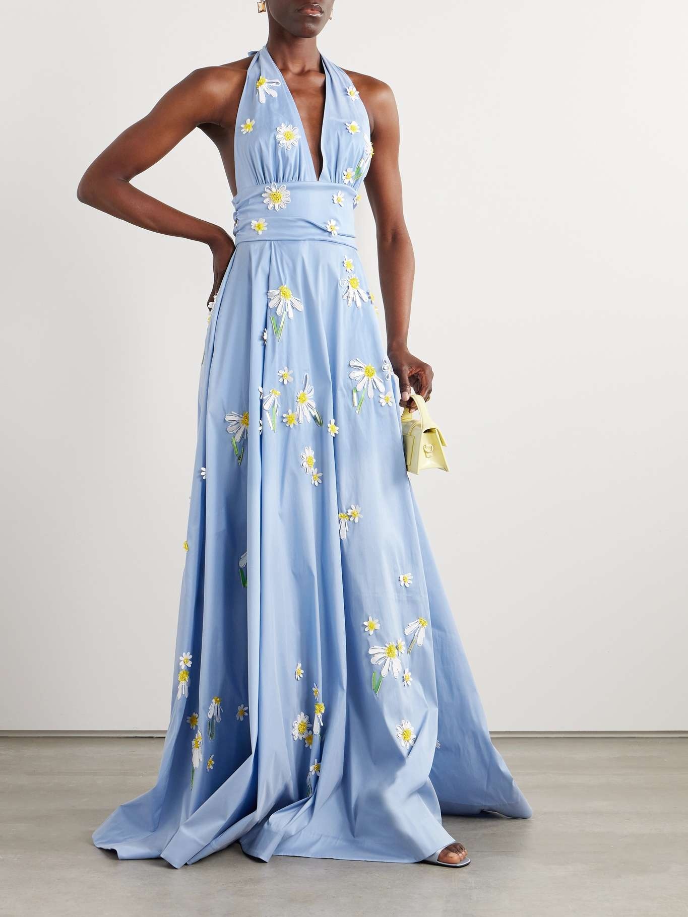 Monroe embellished pleated taffeta halterneck gown - 2