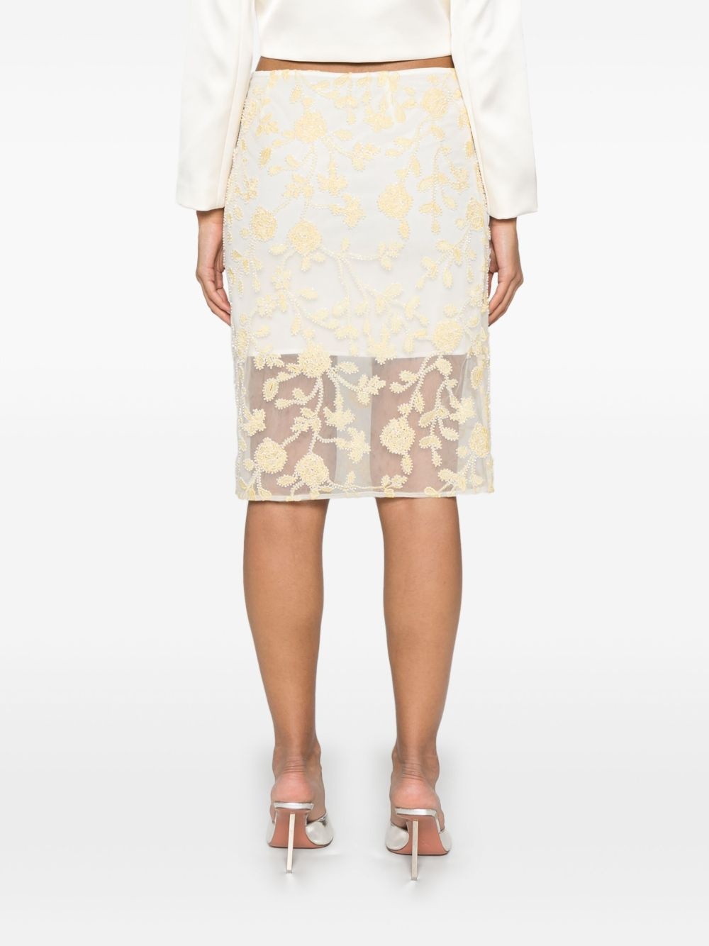 floral-beaded pencil skirt - 4