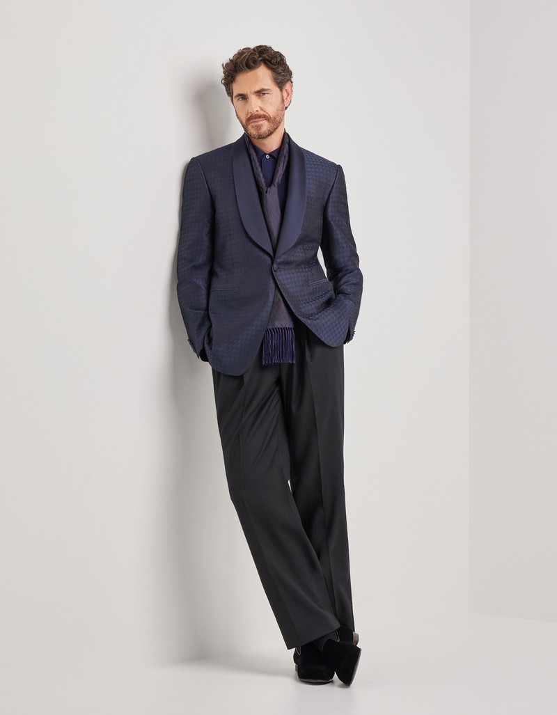 Canali RELAXED FIT BLACK TUXEDO TROUSERS IN STRETCH WOOL outlook