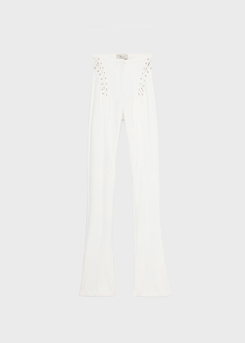 STRETCH COTTON PANTS WITH EYELETS AND STRAPS 1