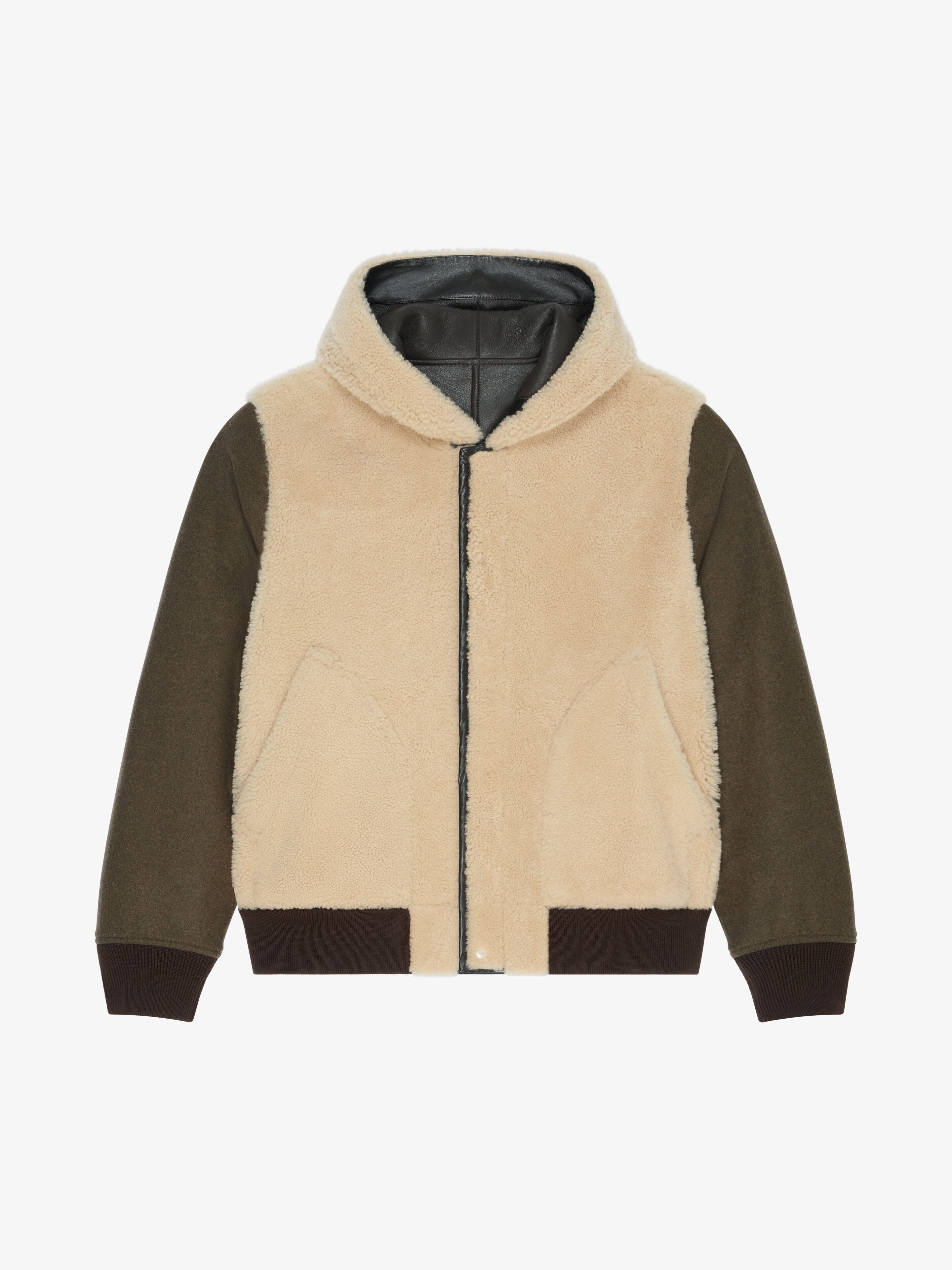 REVERSIBLE VARSITY JACKET IN LEATHER AND SHEARLING - 1