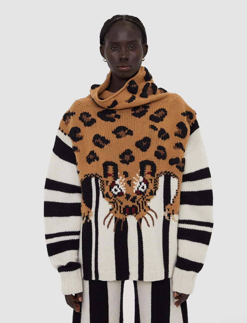 Leopard Knit High Neck Jumper 3