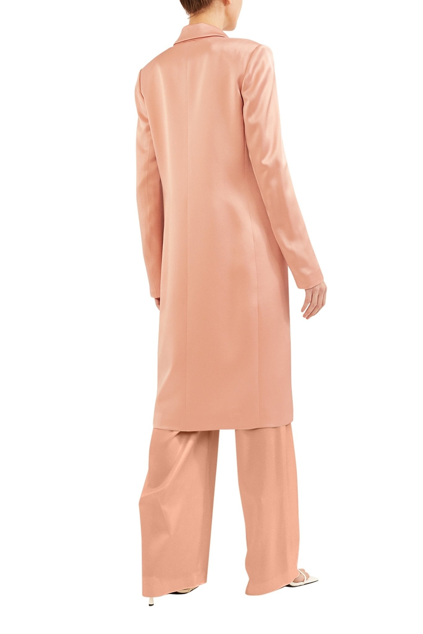 Satin Double Breasted Coat - 4