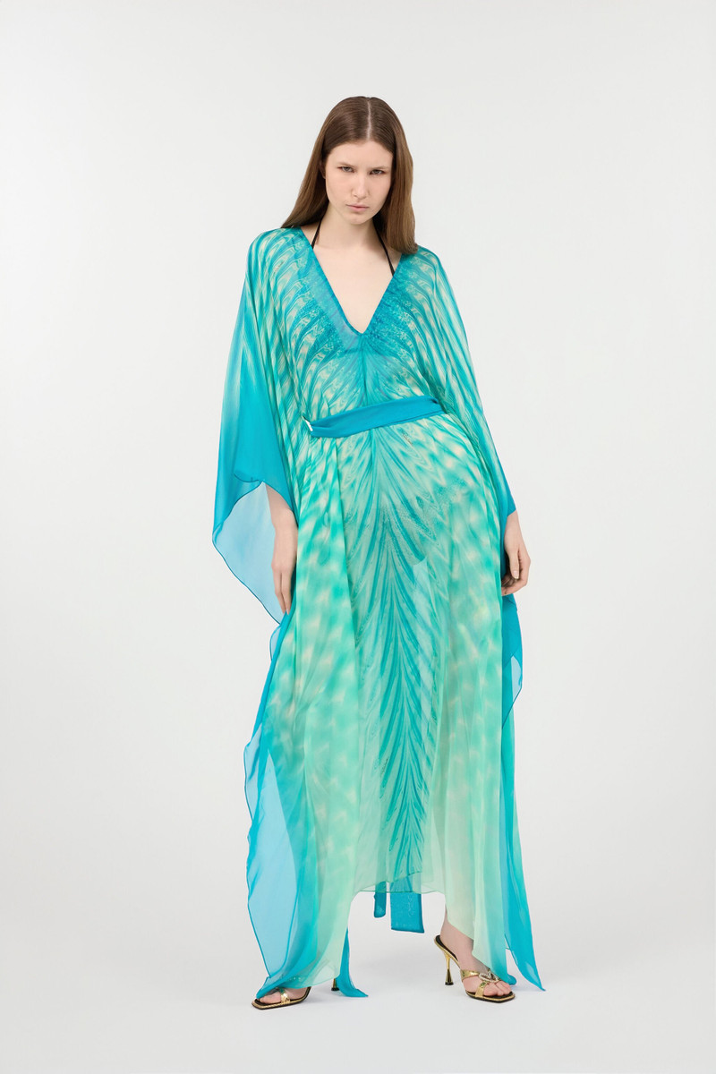 Roberto Cavalli Long Caftan With Optical Glass Print outlook