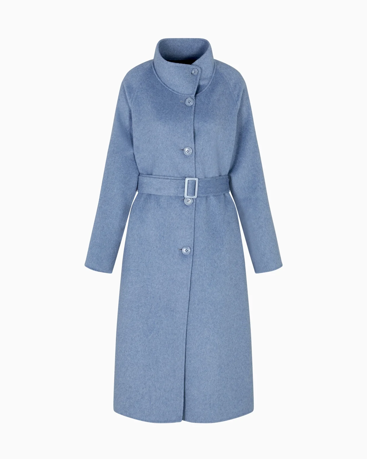 MOCK-NECK WOOL-BLEND COAT WITH MATCHING BELT - 1