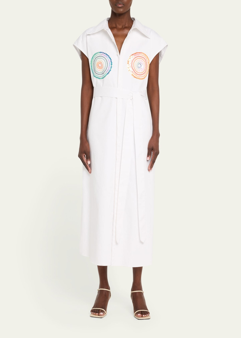 CHRISTOPHER JOHN ROGERS Sequined Sleeveless Belted Shirtdress outlook