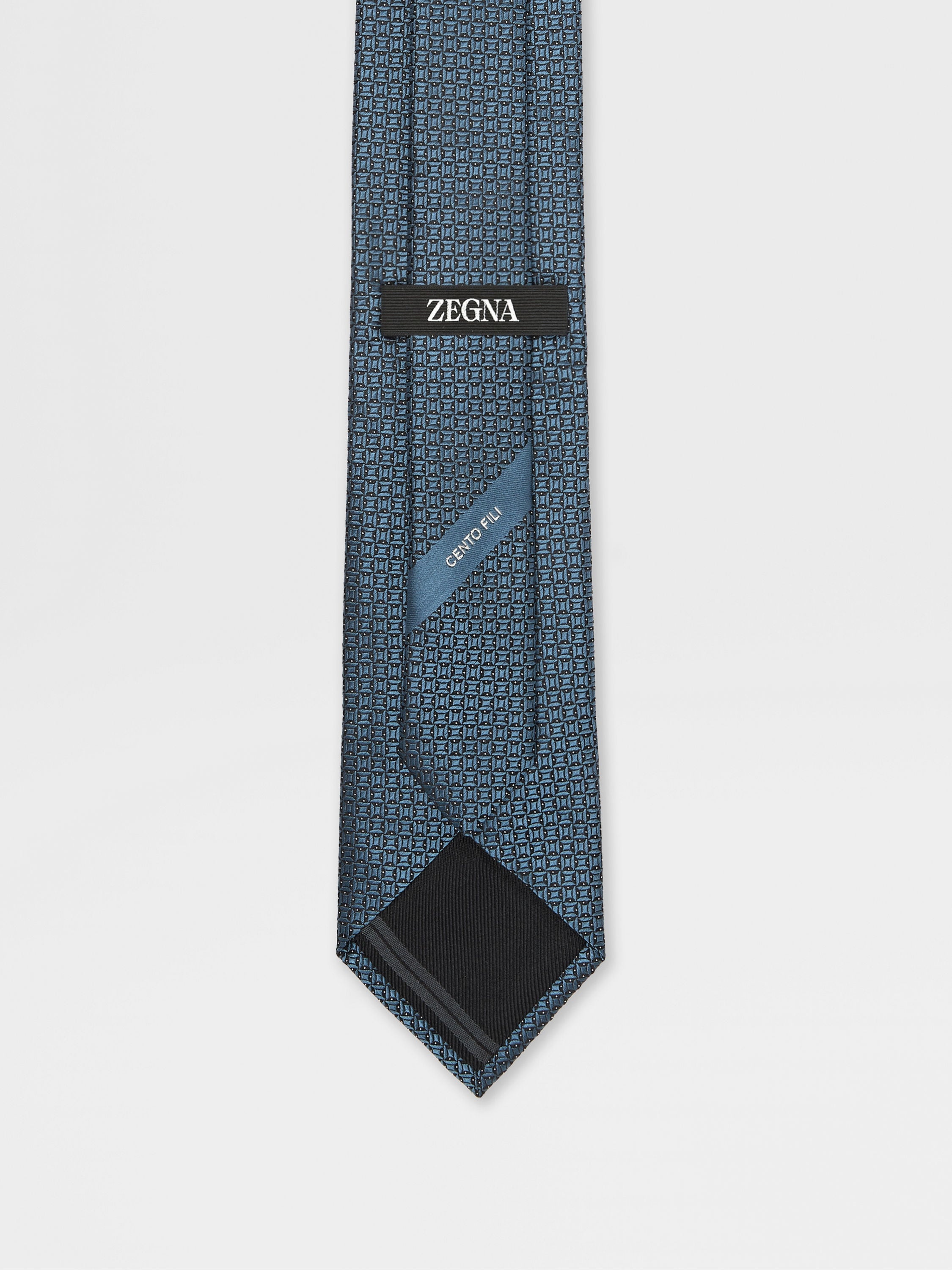 TEAL BLUE CENTO FILI SILK TIE - 3