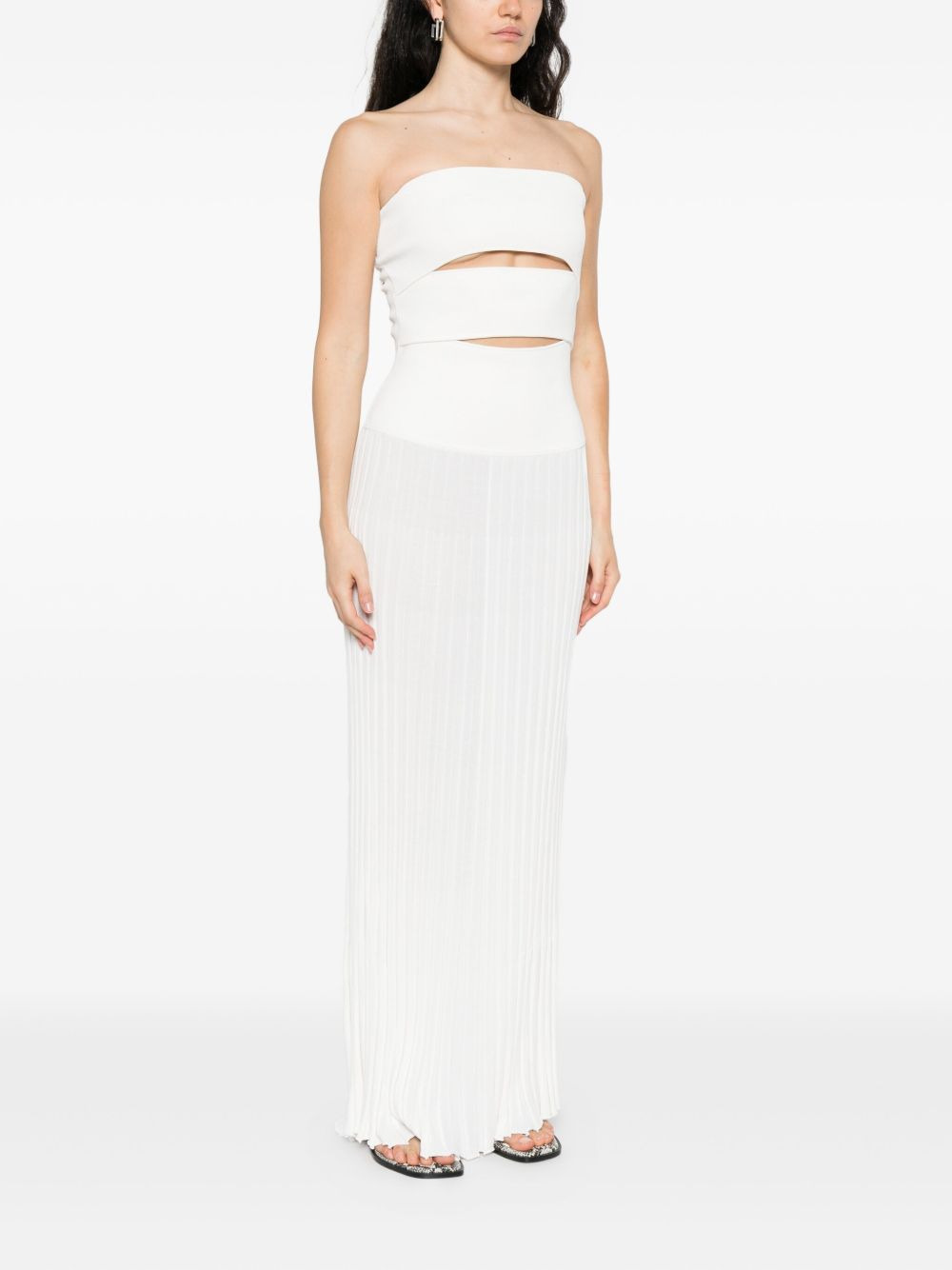 pleated strapless dress - 3