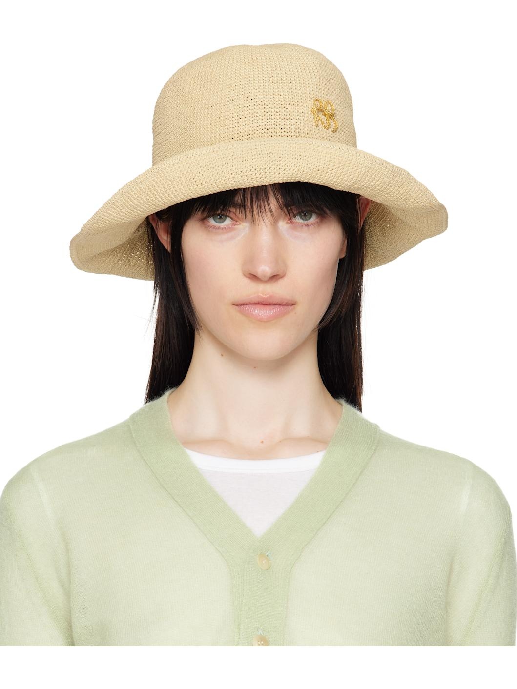 Beige Monogram-Embellished Bucket Hat - 1