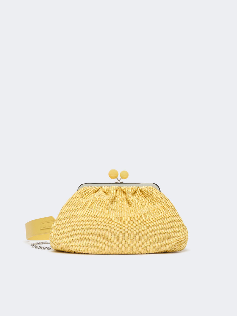 FORTUNA Medium raffia-effect Pasticcino bag - YELLOW 1