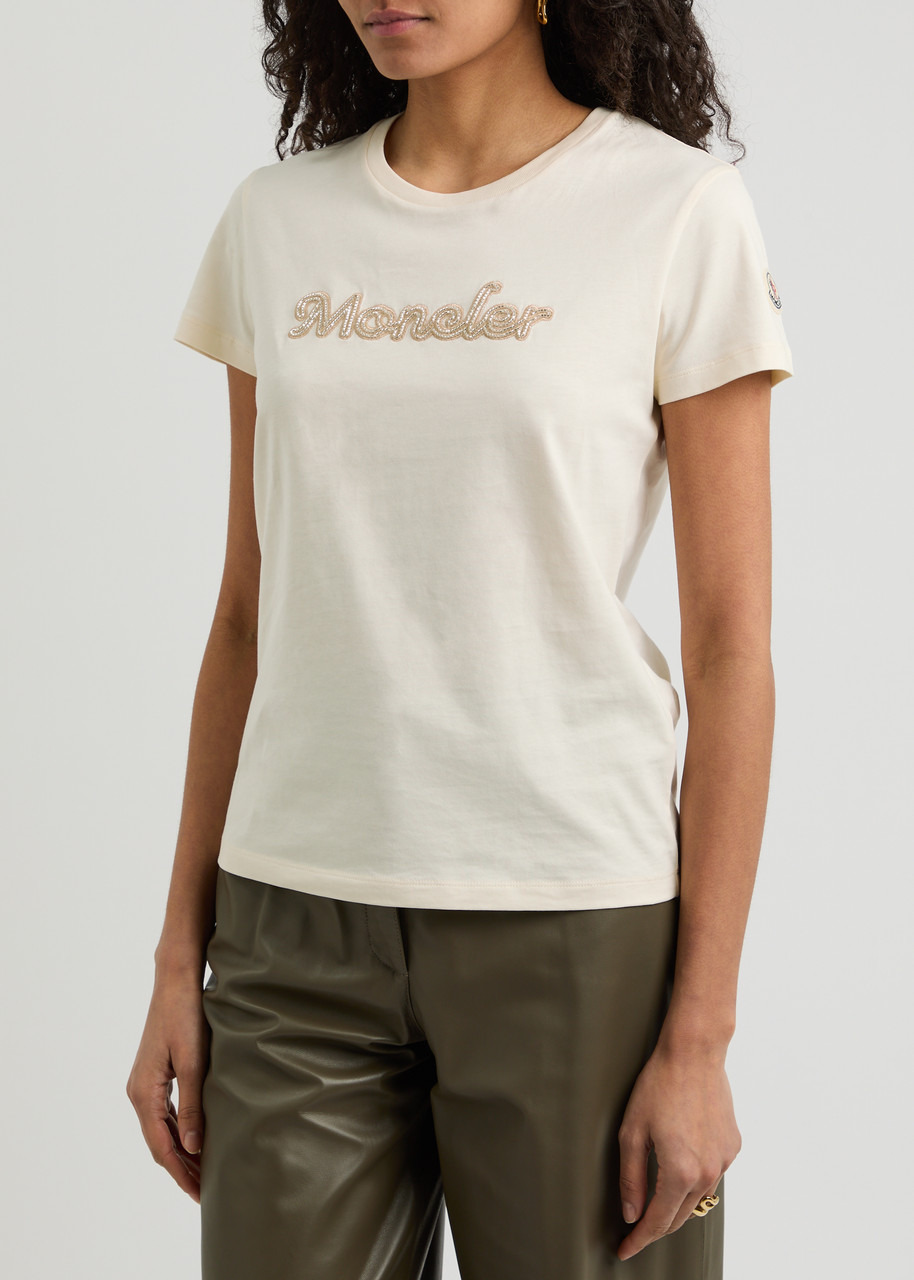 Moncler Logo-embroidered Beaded Cotton T-shirt - 2