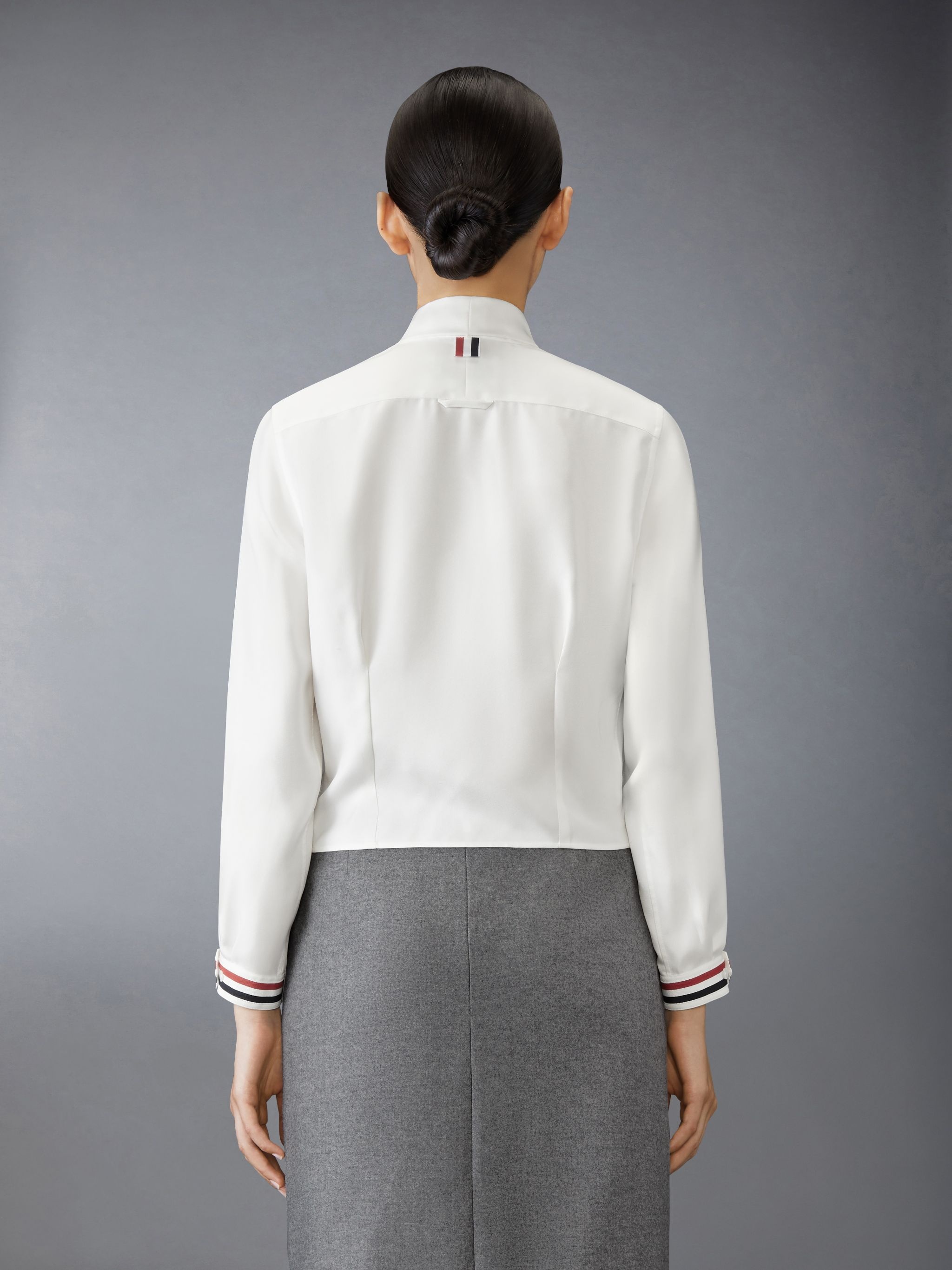 Silk Twill Bow Collar Blouse - 3