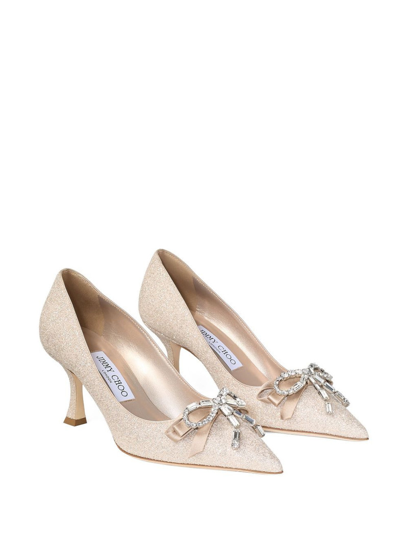JIMMY CHOO 70mm Auria crystal bow pumps outlook