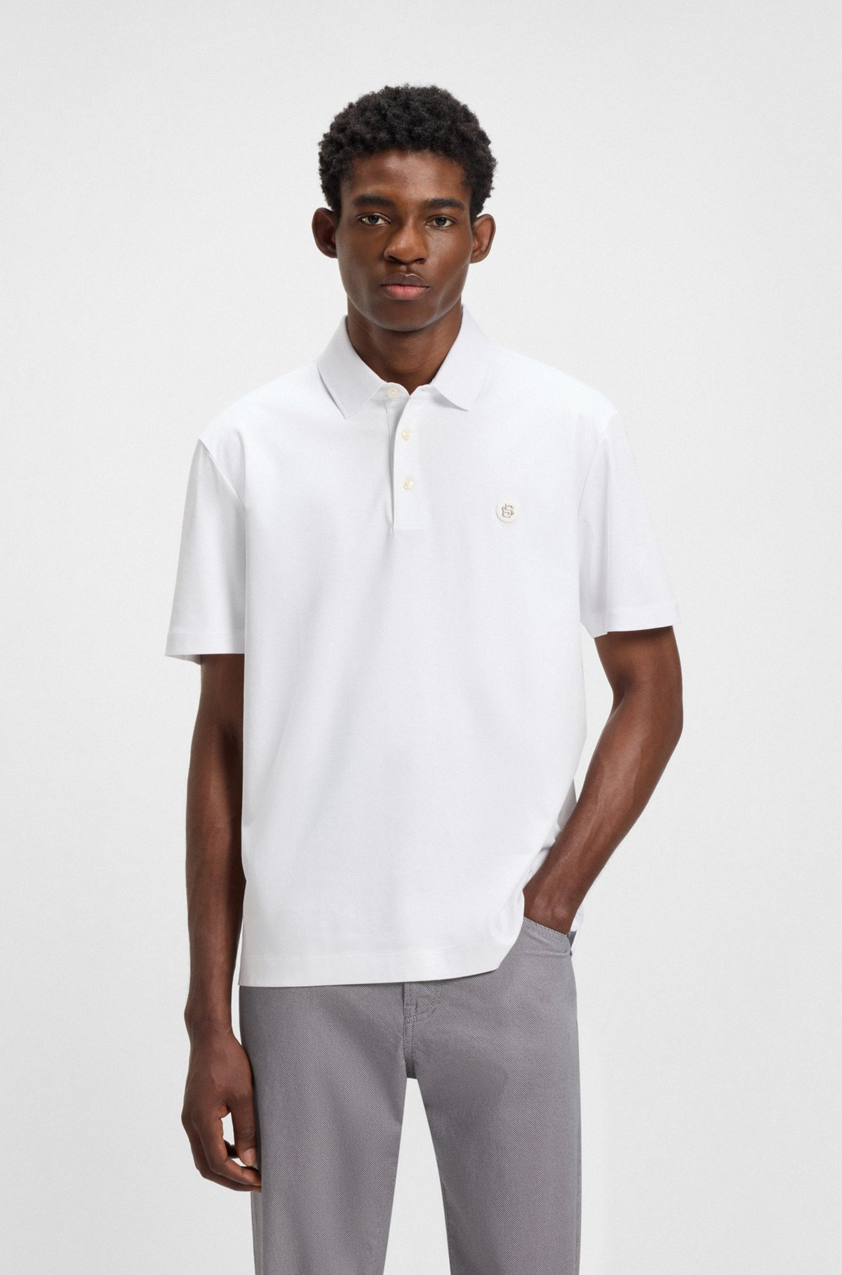 MERCERIZED-COTTON POLO SHIRT WITH DOUBLE MONOGRAM - 2