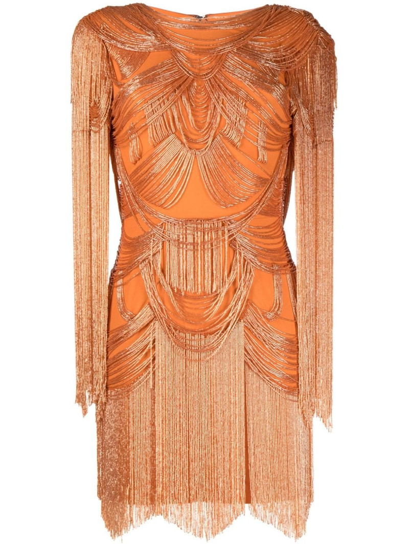fringe-embellished fitted minidress 1